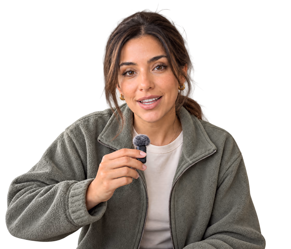 Woman shown before and after the room background is removed - after